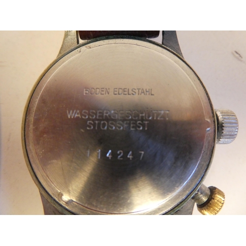 257 - A circa 1930/40s German Luftwaffe, nickel cased Hanhart pilot's chronograph; the movement faced by a... 