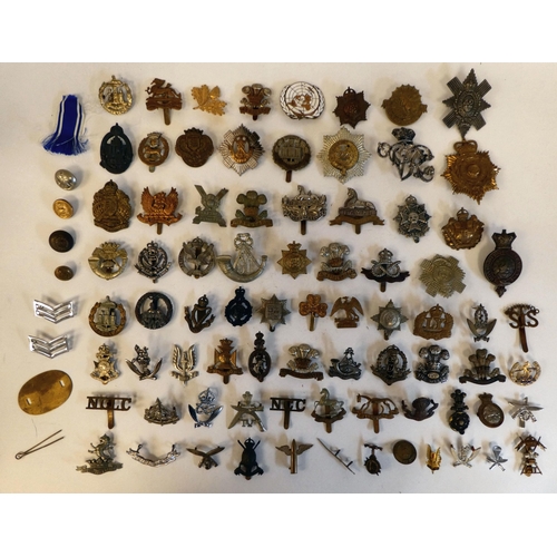 268 - Approximately seventy military metal cap badges, some copies: to include 'Egypt Gloucestershire Regi... 