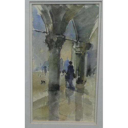 283 - Jane Corsellis - 'Rain in Venice'  watercolour  bears a signature & The Hawker Gallery... 