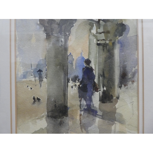 283 - Jane Corsellis - 'Rain in Venice'  watercolour  bears a signature & The Hawker Gallery... 