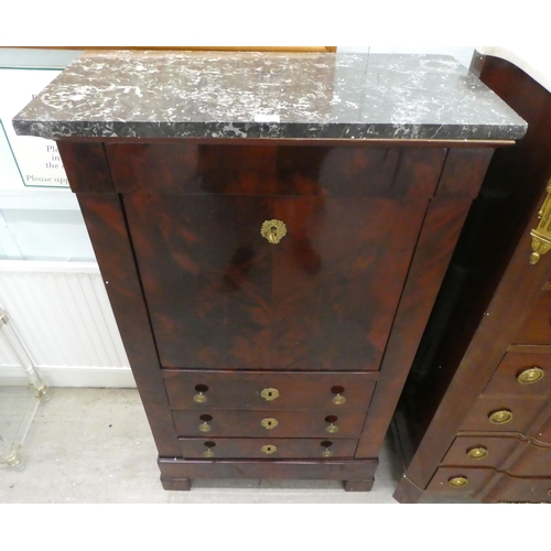 292 - An early 19thC style mahogany secretaire abattant with a fall front, enclosing a part-fitted interio... 