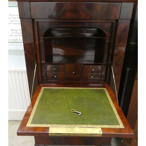 292 - An early 19thC style mahogany secretaire abattant with a fall front, enclosing a part-fitted interio... 