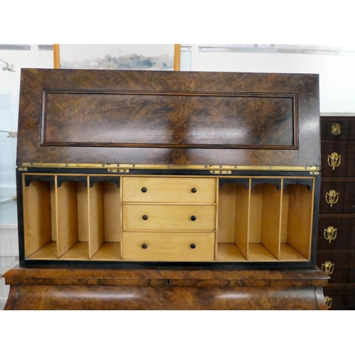 293 - A late Victorian walnut piano Davenport, the box top section with a rising panel, enclosing a pigeon... 