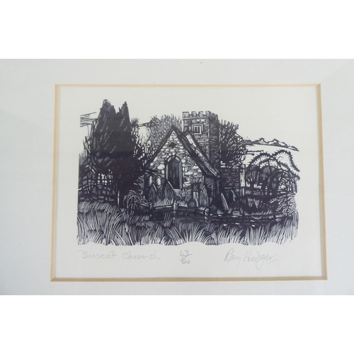 35 - After Ray Hedger - four individually titled monochrome prints  bearing pencil signatures  ... 