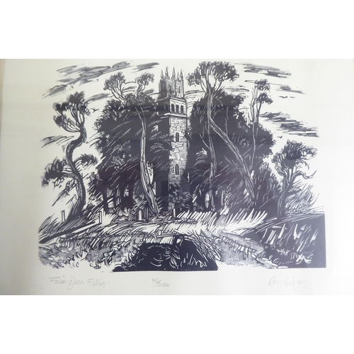 35 - After Ray Hedger - four individually titled monochrome prints  bearing pencil signatures  ... 