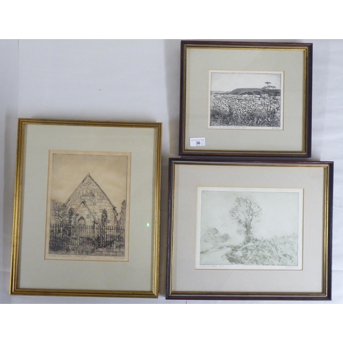 36 - After Bill Toop - three individually titled works  monochrome prints  bearing pencil signa... 