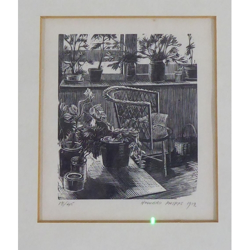 45 - After Howard Phipps - 'A Conservatory Interior'  Limited Edition 18/45 monochrome print  bears a pen... 