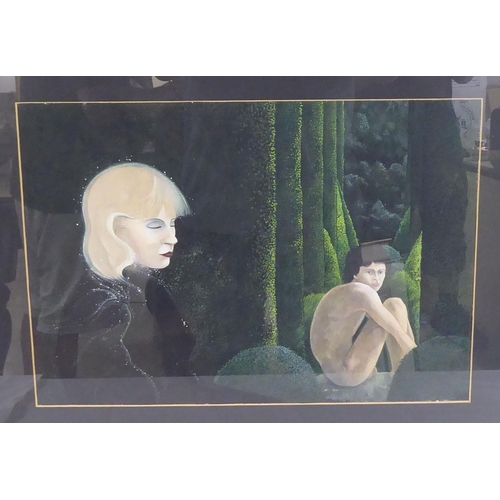 5 - Ashman - two figures in a garden  watercolour  bears a signature & dated '84  12