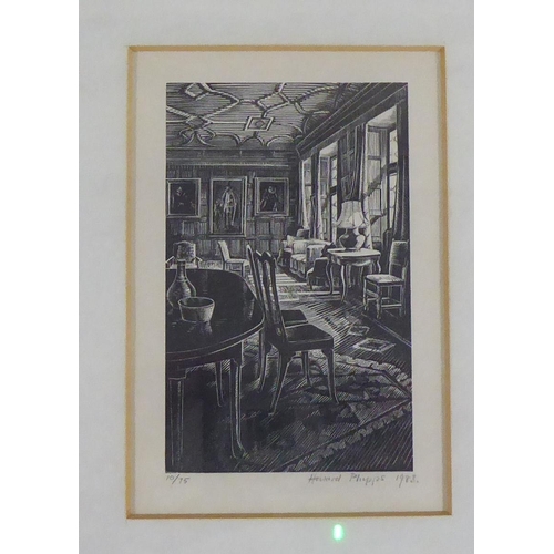 50 - After Howard Phipps - 'A Manor Interior Salon'  Limited Edition 10/75 monochrome print  bears a penc... 