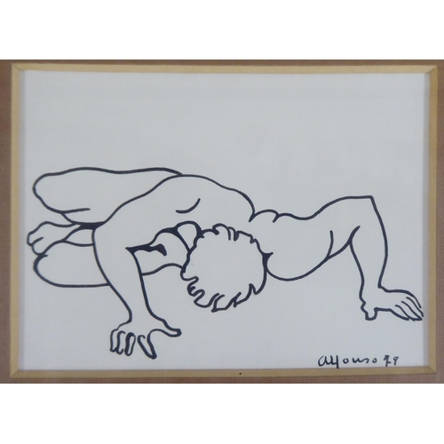 65 - After Ayouso - an outline of a male nude  black-on-white print  3