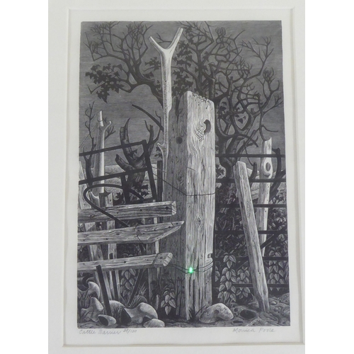 69 - After Monica Poole - 'Cattle Barrier'  Limited Edition 29/100 monochrome print  bears a pencil signa... 