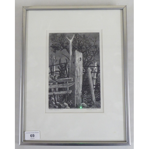 69 - After Monica Poole - 'Cattle Barrier'  Limited Edition 29/100 monochrome print  bears a pencil signa... 