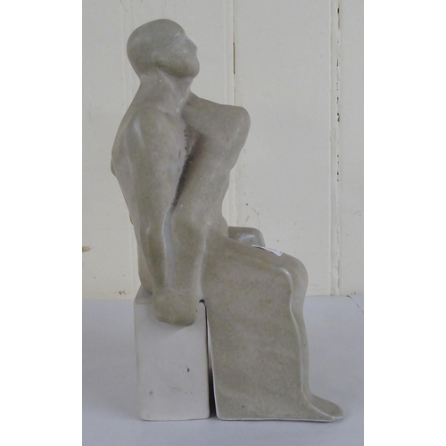 85 - Peter Wright - 'Small Turning Away' a two-part pottery sculpture  11