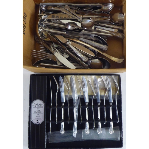 87 - Variously patterned, mainly stainless steel cutlery and flatware