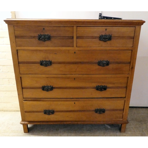 89 - An Edwardian bleached mahogany, five drawer dressing chest, on a plinth and block feet  41