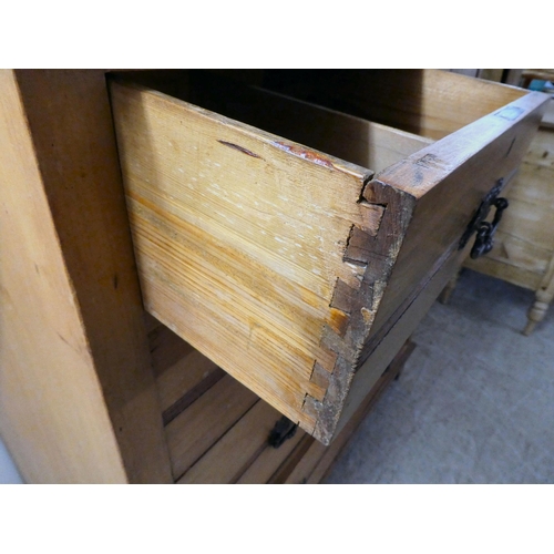 89 - An Edwardian bleached mahogany, five drawer dressing chest, on a plinth and block feet  41