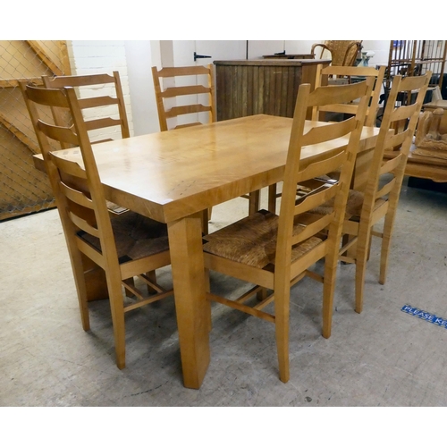 92 - A modern beech kitchen table, raised on square legs  29