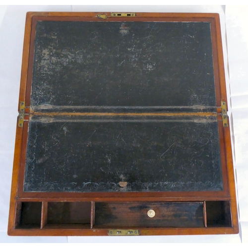 94 - A mid Victorian mahogany writing slope with straight sides and hinged lid, enclosing a part-fitted i... 