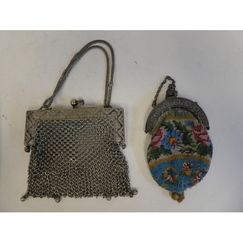 322 - Evening purses: to include micro beadwork and white metal examples