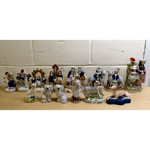 115 - Victorian Staffordshire pottery collectables: to include a zebra  6.5