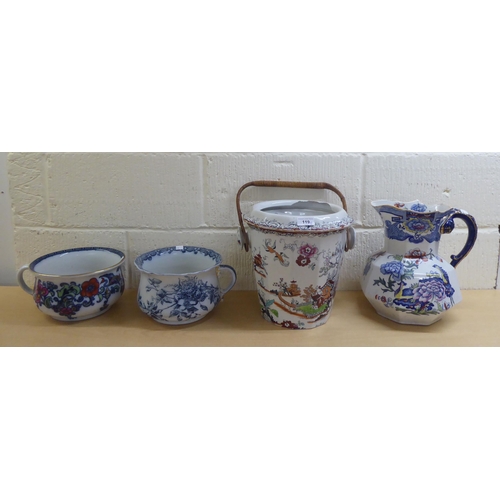 119 - Ceramics: to include a late Victorian Doulton Burslem china chamber pot, decorated with flora