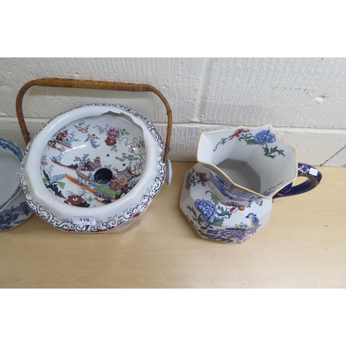 119 - Ceramics: to include a late Victorian Doulton Burslem china chamber pot, decorated with flora