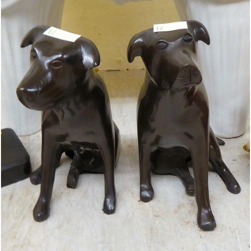 12 - Animal ornaments: to include two bronze seated model dogs  6