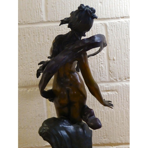 120 - After Augustus Moreau - a patinated bronze figure, a nude on the crest of a wave  25