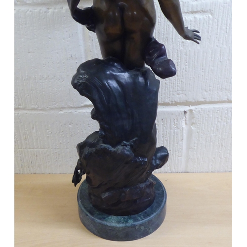 120 - After Augustus Moreau - a patinated bronze figure, a nude on the crest of a wave  25