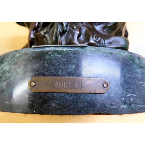 120 - After Augustus Moreau - a patinated bronze figure, a nude on the crest of a wave  25