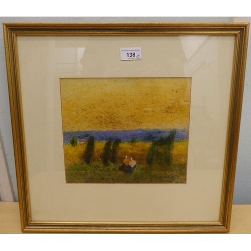 138 - Gabrielle Ballocq - a stylised landscape scene  pastel  bears a signature  8