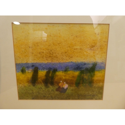 138 - Gabrielle Ballocq - a stylised landscape scene  pastel  bears a signature  8