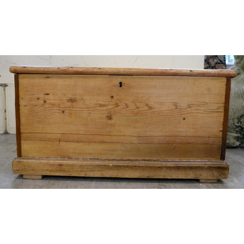 145 - A late Victorian pine blanket chest with a hinged lid and a fall front, on a plinth  18