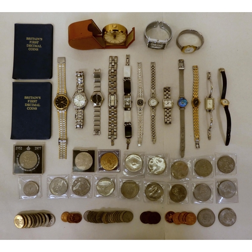 152 - Uncollated British coinage; and variously cased and strapped ladies wristwatches