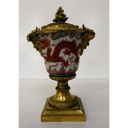 156 - A 20thC Chinese porcelain and later Continental, gilt metal mounted pedestal vase  6