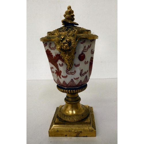 156 - A 20thC Chinese porcelain and later Continental, gilt metal mounted pedestal vase  6