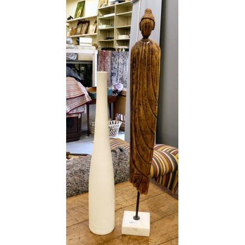 169 - Interior design accessories: to include a carved wooden figure of a robed man, on a plinth  30