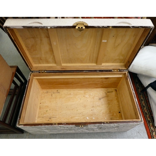 174 - A modern Chinese design white painted camphorwood chest, decorated with figures  19