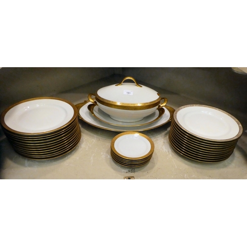 181 - T&V Limoges porcelain tableware, decorated with ornate gilt banding