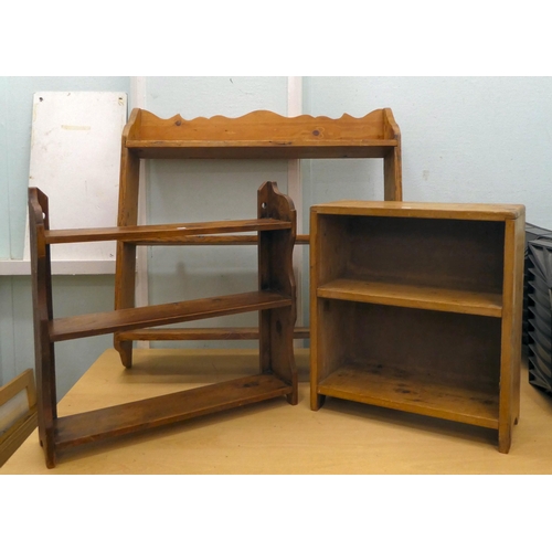 188 - Pine furniture: to include a two tier wall shelf  32