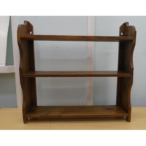 188 - Pine furniture: to include a two tier wall shelf  32