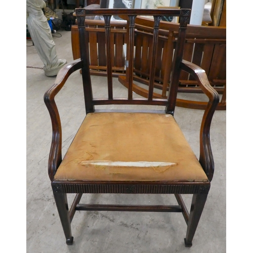 194 - Small furniture: to include a Regency mahogany framed carver, raised on square, tapered legs