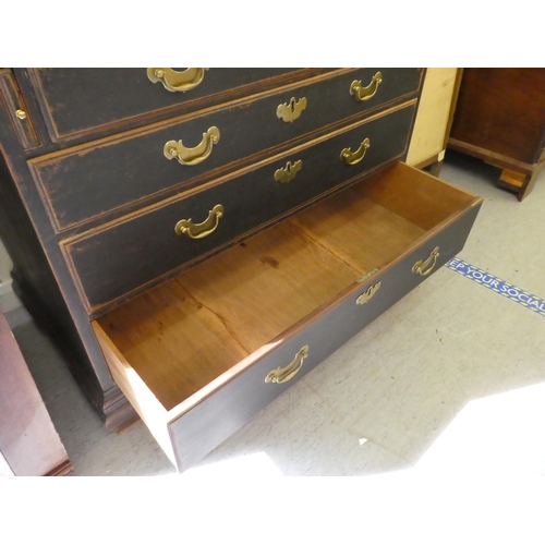 230 - An 18thC Swedish Gustavian bureau cabinet with two doors, a fall flap and four long drawers, raised ... 