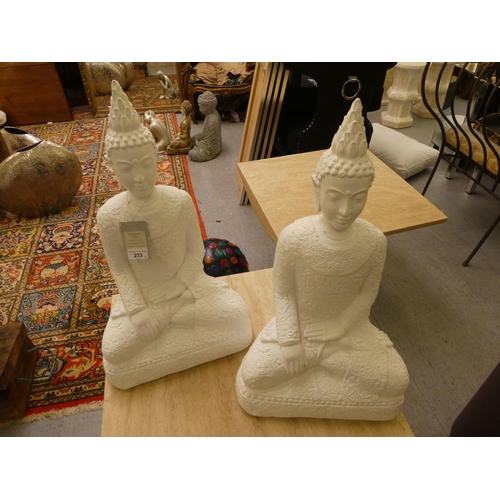 233 - A pair of modern composition garden figures, seated Buddhas  22.5