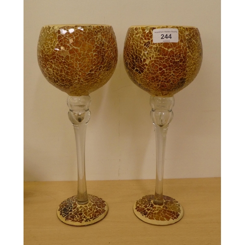 244 - Interior design accessories: to include a pair of crackle effect glass tea light holders  14