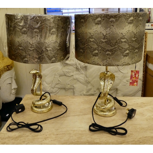 256 - A pair of composition table lamps, fashioned as a cobras  8