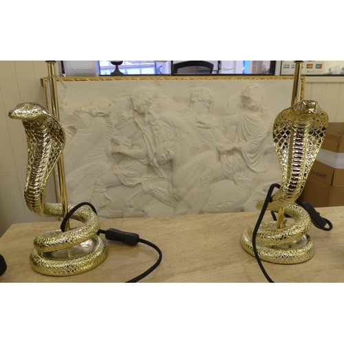 256 - A pair of composition table lamps, fashioned as a cobras  8