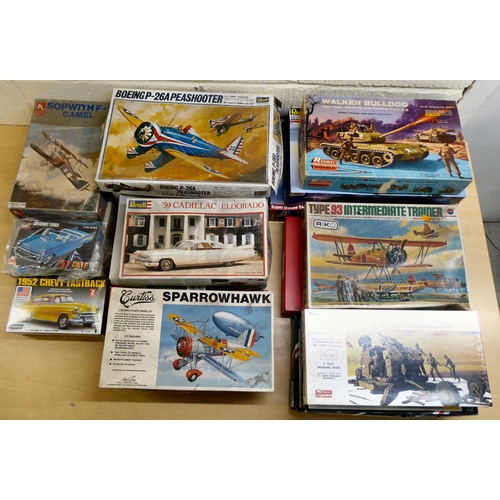 34 - 1/32 scale model kits: to include by Revell, a 'Messerschmitt Bf 109F'; and a 'F-86F Sabre Jet Skybl... 