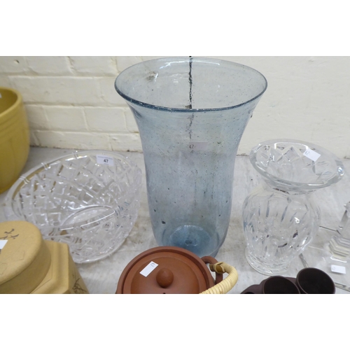 47 - A mixed lot: to include a Tiffany & Co glass bowl with basketweave effect decoration  8.5