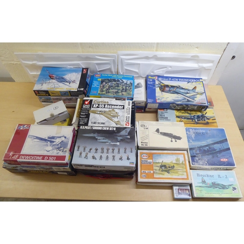 5 - 1/48 scale model kits: to include by Airfix, a 'Sea Harrier FA2'; and a 'Hurricane Mk.II C' by Haseg... 